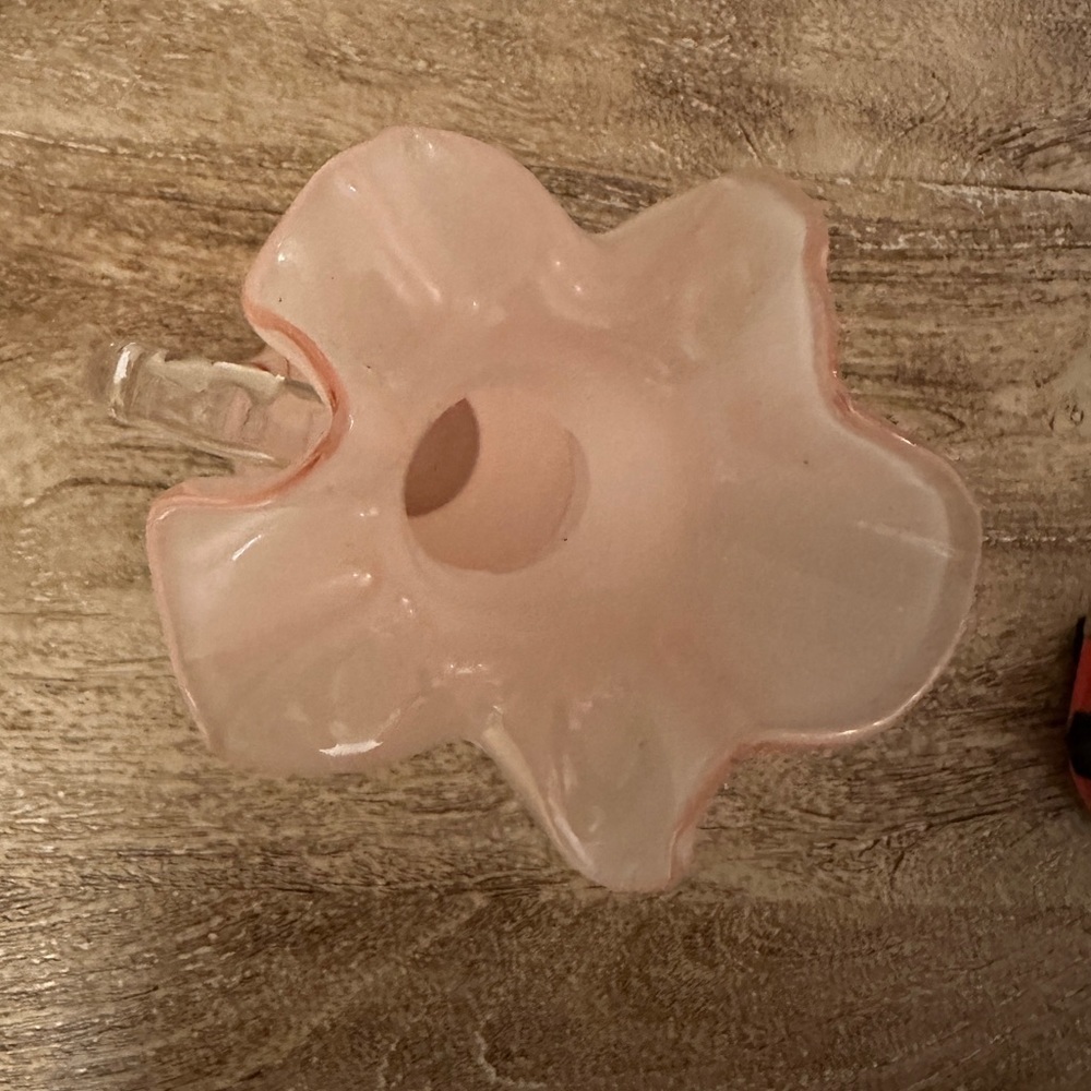 Rose Pink Ruffled Edge Pitcher Vase With Handle - Picture 3 of 8